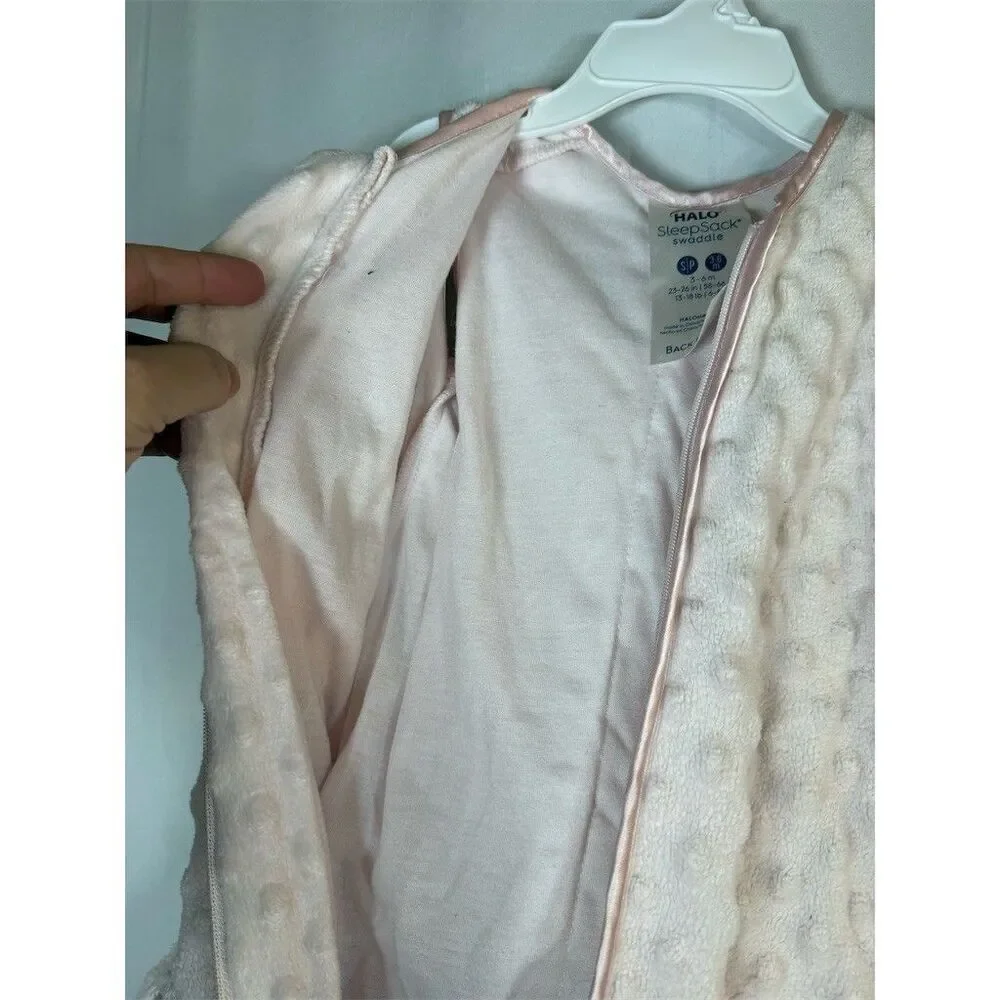 HALO SleepSack Swaddle Wearable Blanket  Pink Trim Small 3-6 Months